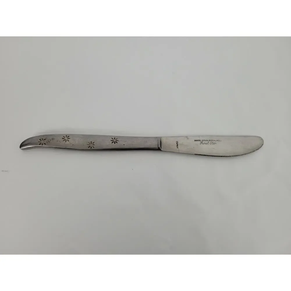 VTG DORZEL STAINLEES By HULL FIRST STAR pattern SET OF 4 DINNER KNIVES Japan
